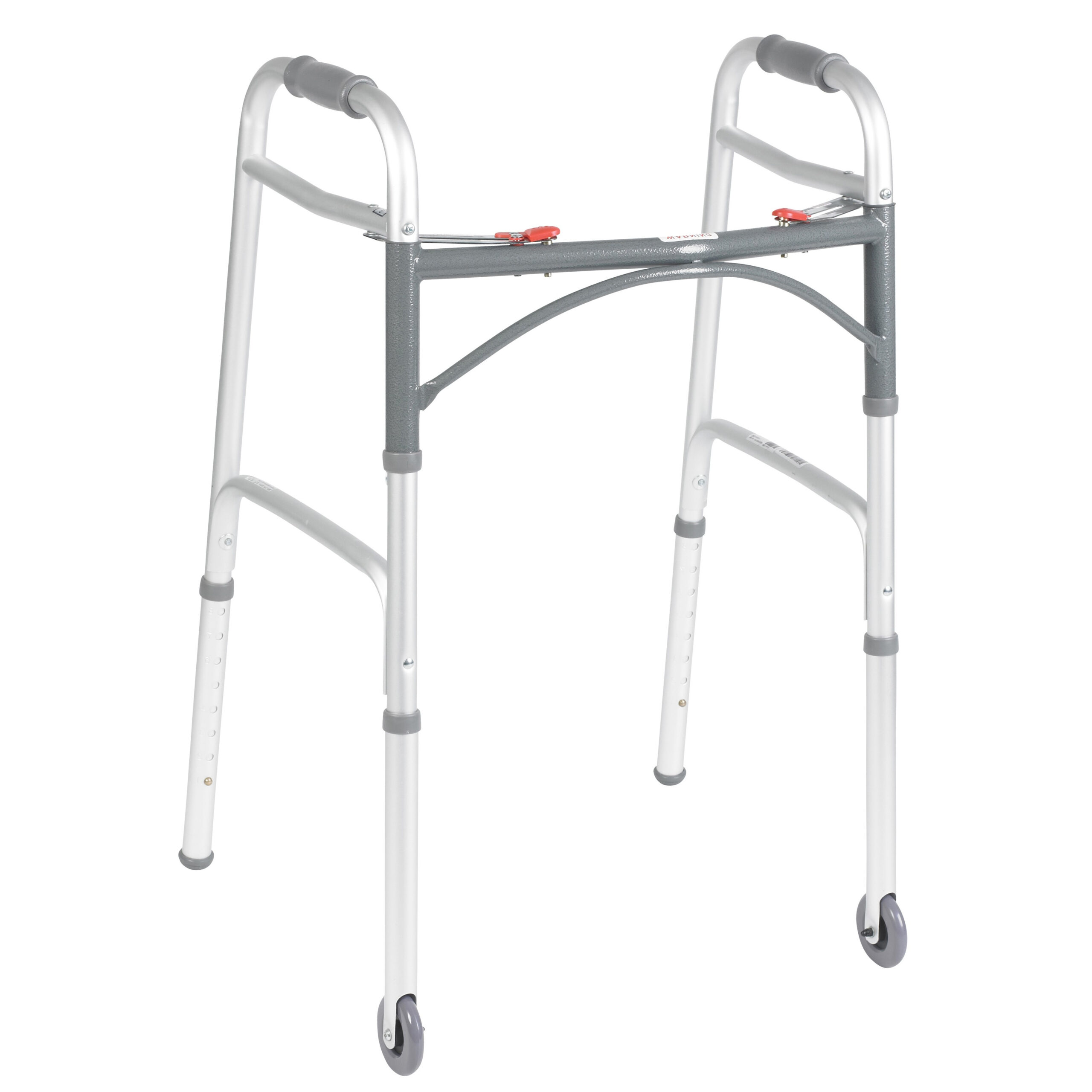 Deluxe Folding Walker, Two Button With 3″ Wheels