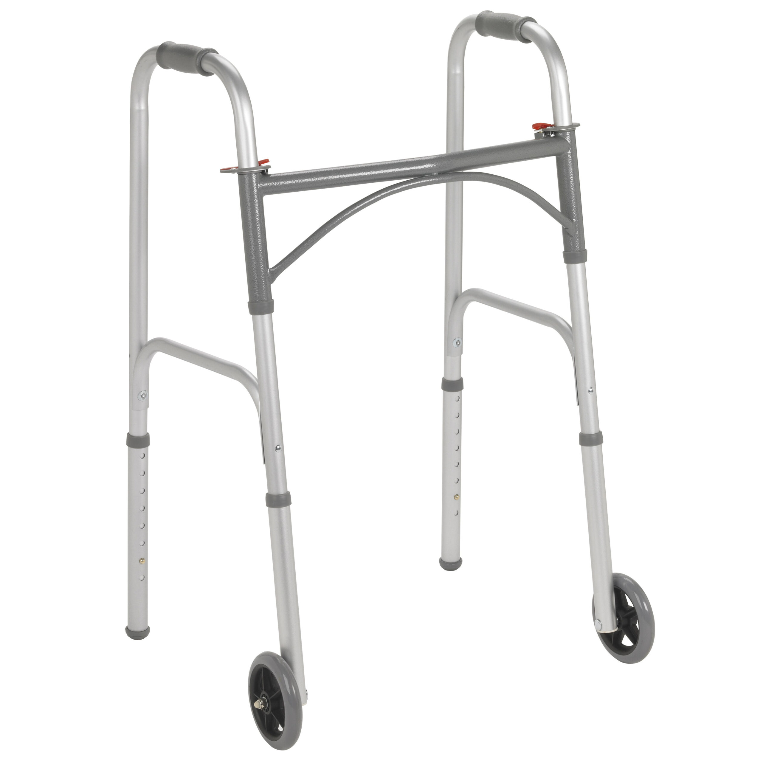 Folding Walker, Two Button With 5″ Wheels