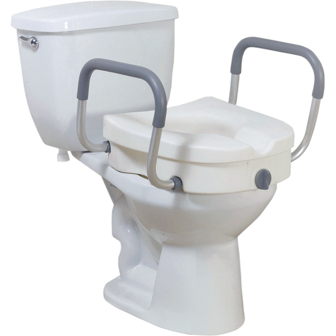 2-in-1 Locking, Raised Toilet Seat With Tool-free Removable Arms