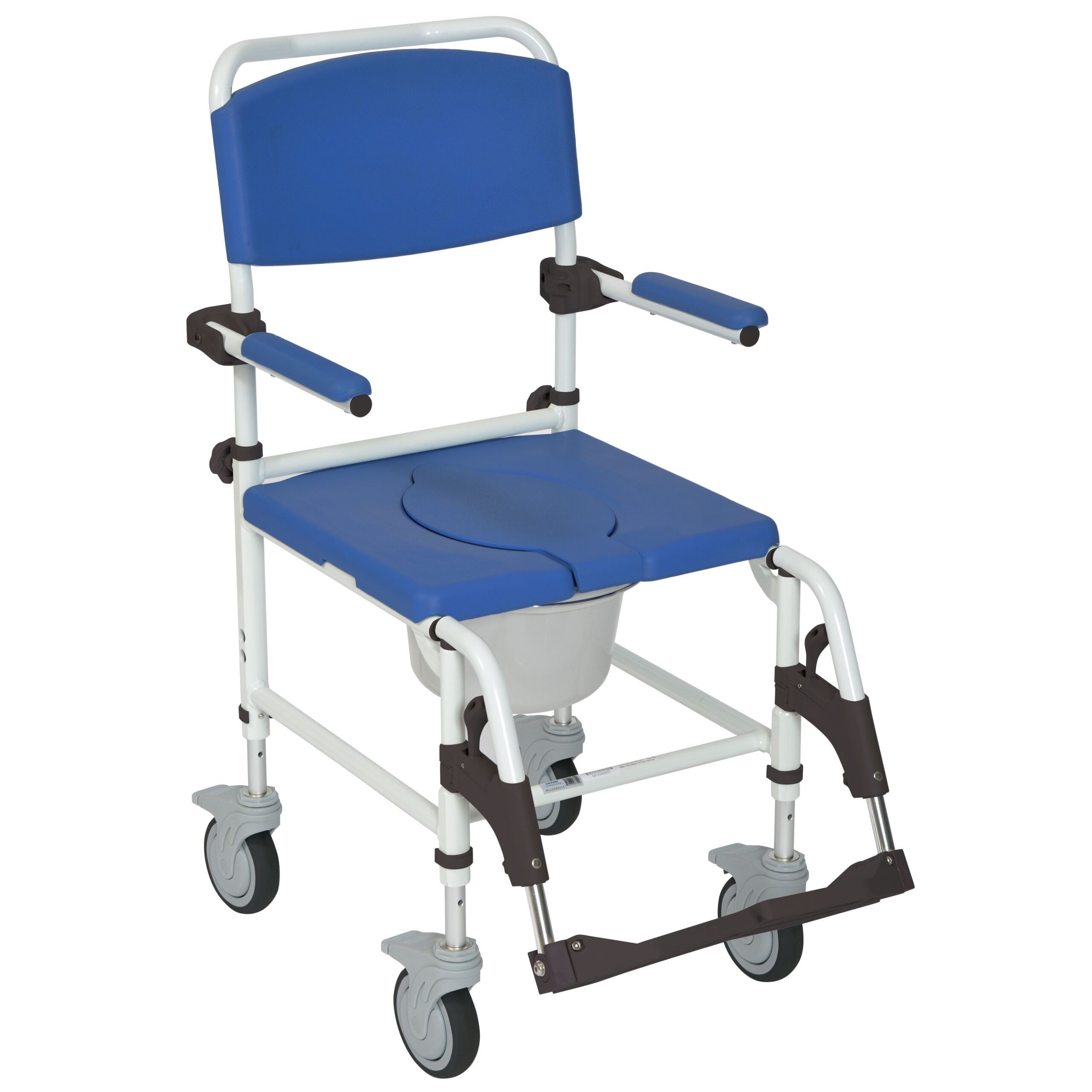 Aluminum Rehab Shower Commode Chair /w Four Rear-locking Casters